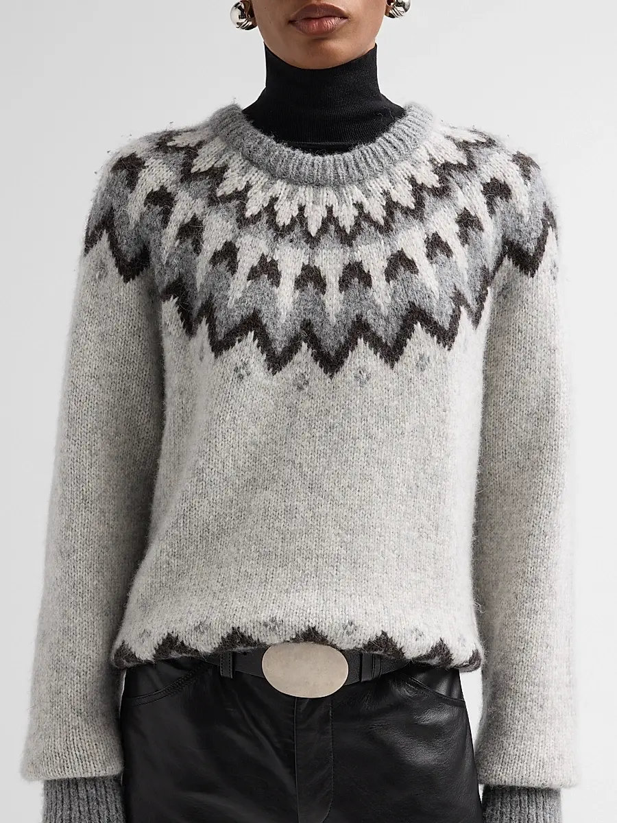 Nili Lotan Women's Alan Fair Isle Alpaca-Wool Blend Sweater | Thumbnail 5 Nili Lotan Women's Alan Fair Isle Alpaca-Wool Blend Sweater | Thumbnail 5
