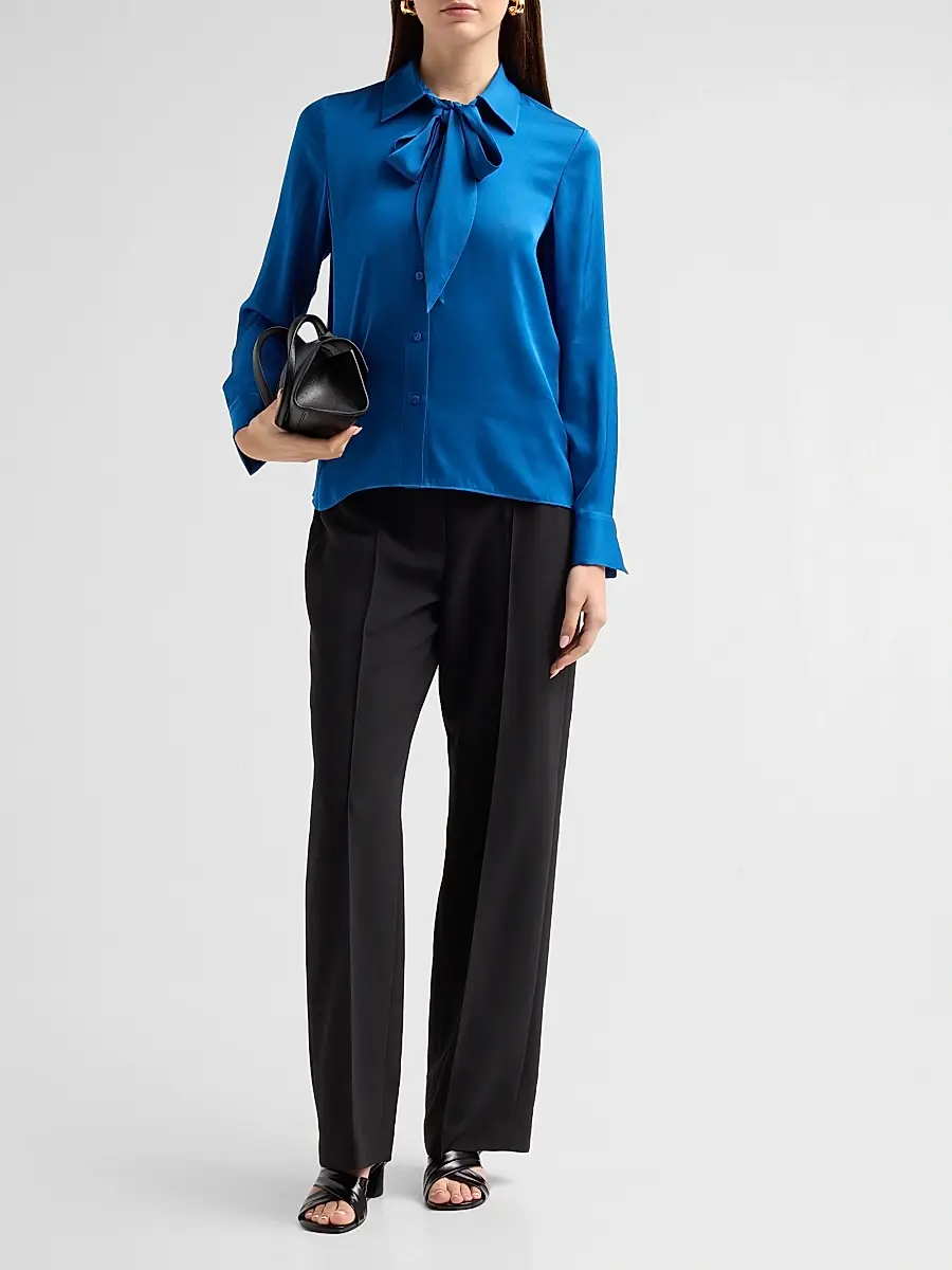 Elie Tahari Women's Solana Stretch-Silk Tieneck Blouse | Thumbnail 2 Elie Tahari Women's Solana Stretch-Silk Tieneck Blouse | Thumbnail 2