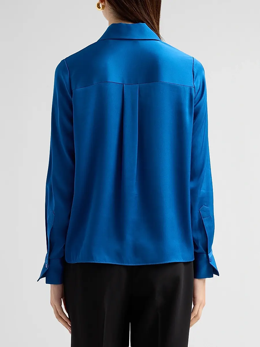 Elie Tahari Women's Solana Stretch-Silk Tieneck Blouse | Thumbnail 3 Elie Tahari Women's Solana Stretch-Silk Tieneck Blouse | Thumbnail 3