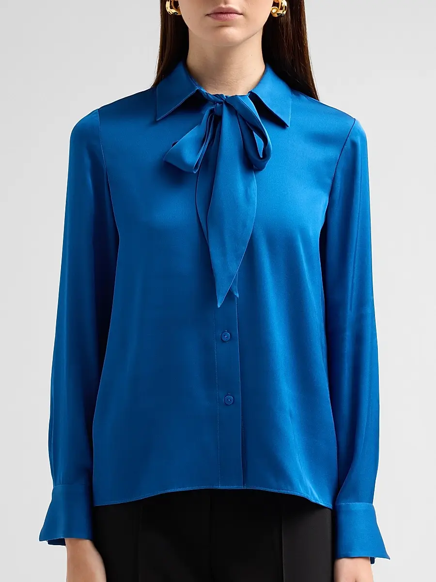 Elie Tahari Women's Solana Stretch-Silk Tieneck Blouse | Thumbnail 5 Elie Tahari Women's Solana Stretch-Silk Tieneck Blouse | Thumbnail 5