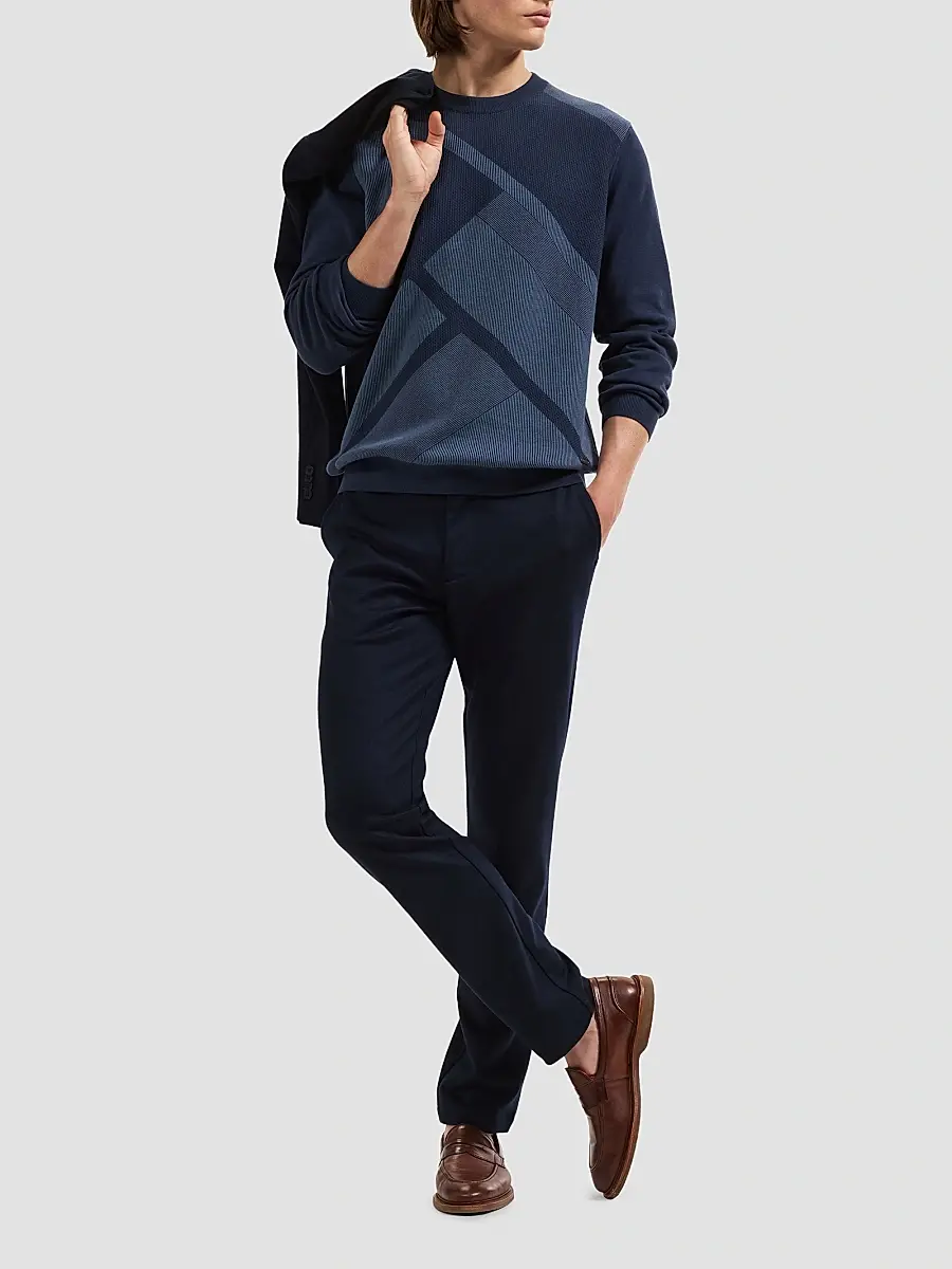 Bugatchi Men's Geometric Cotton Crewneck Sweater | Thumbnail 2 Bugatchi Men's Geometric Cotton Crewneck Sweater | Thumbnail 2