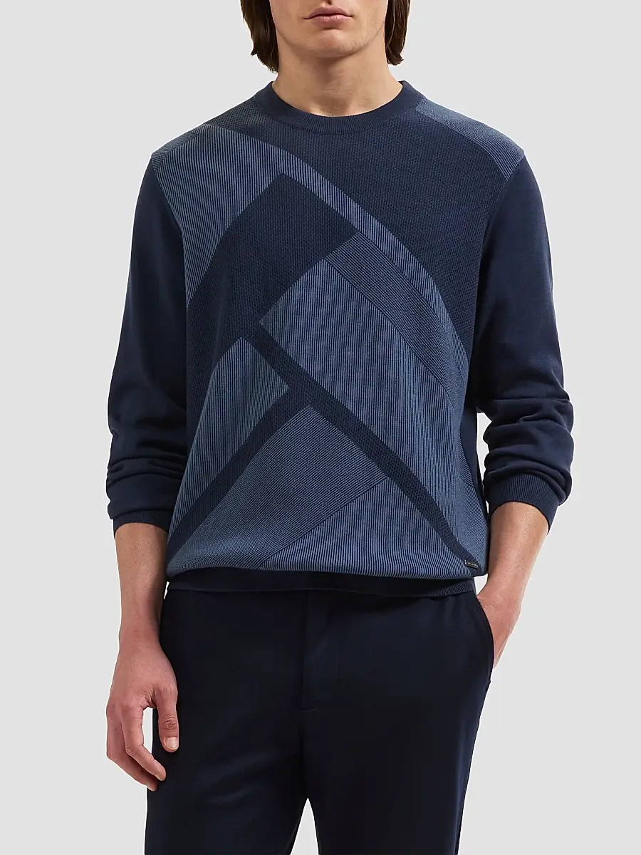 Bugatchi Men's Geometric Cotton Crewneck Sweater | Thumbnail 4 Bugatchi Men's Geometric Cotton Crewneck Sweater | Thumbnail 4