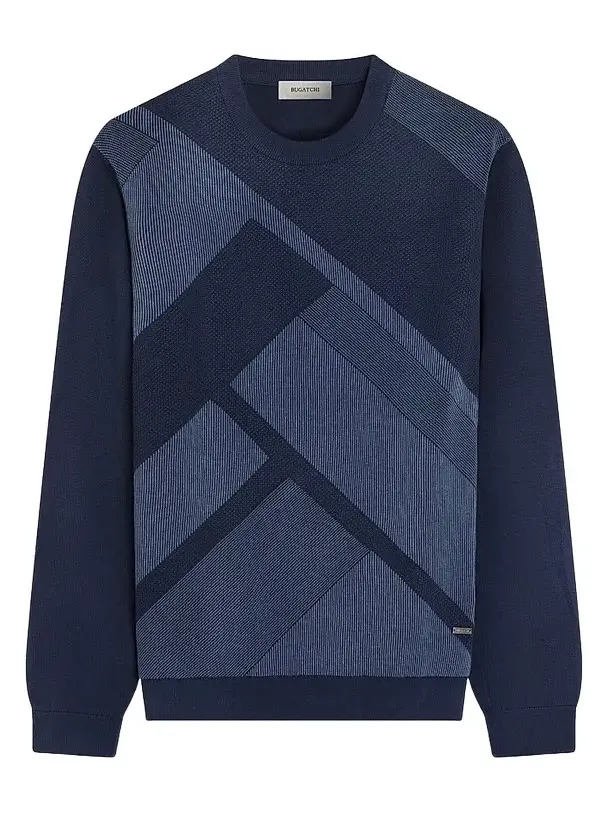 Men's Geometric Cotton Crewneck Sweater