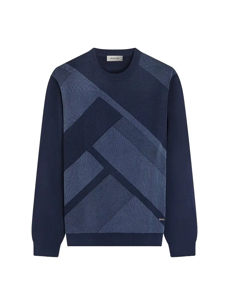 Bugatchi Men's Geometric Cotton Crewneck Sweater - Ink - Size XL | Image 1 Bugatchi Men's Geometric Cotton Crewneck Sweater - Ink - Size XL | Image 1