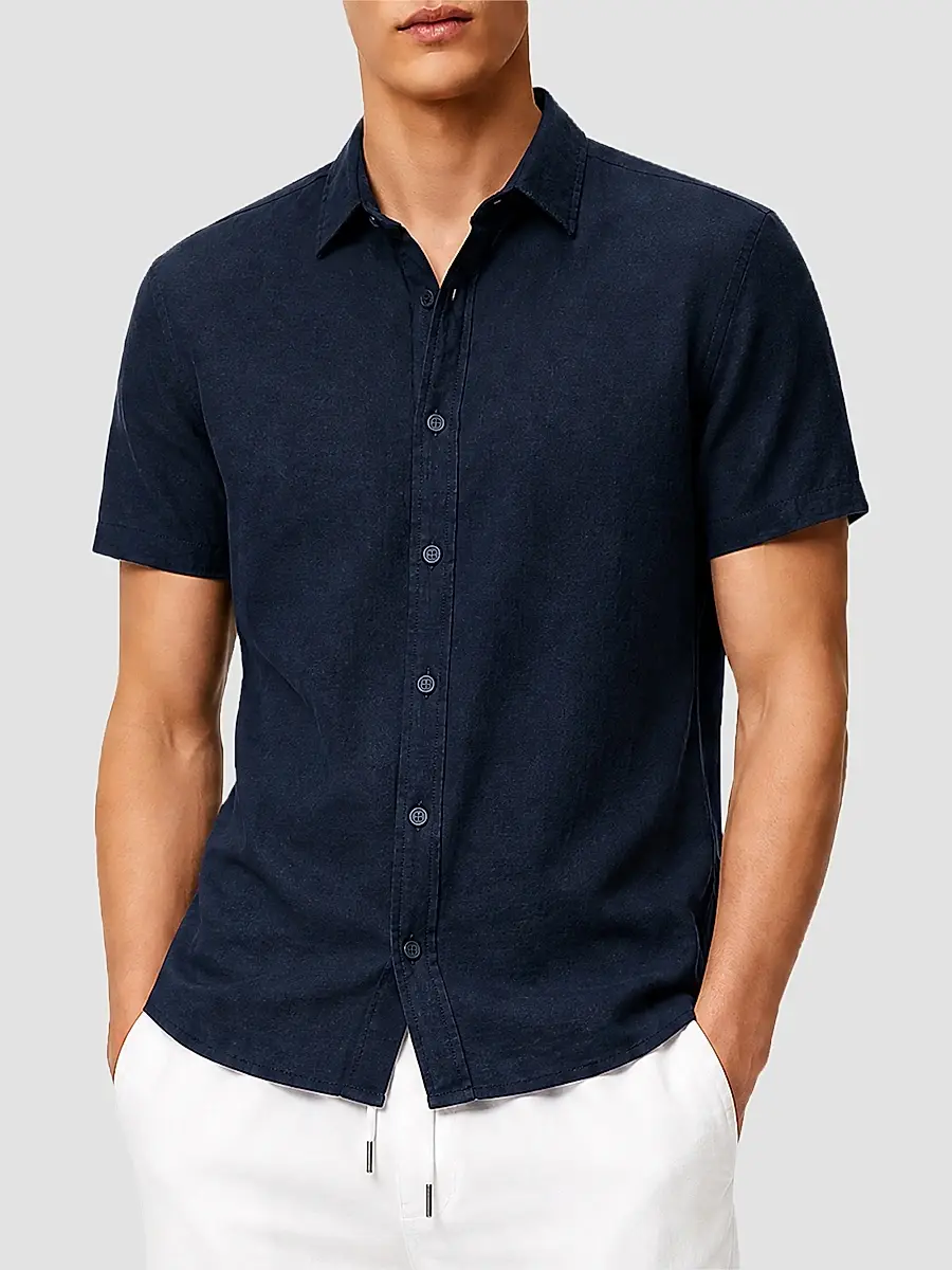 Onia Men's Stretch Linen-Blend Short-Sleeve Shirt | Thumbnail 3