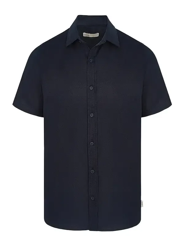 Men's Stretch Linen-Blend Short-Sleeve Shirt