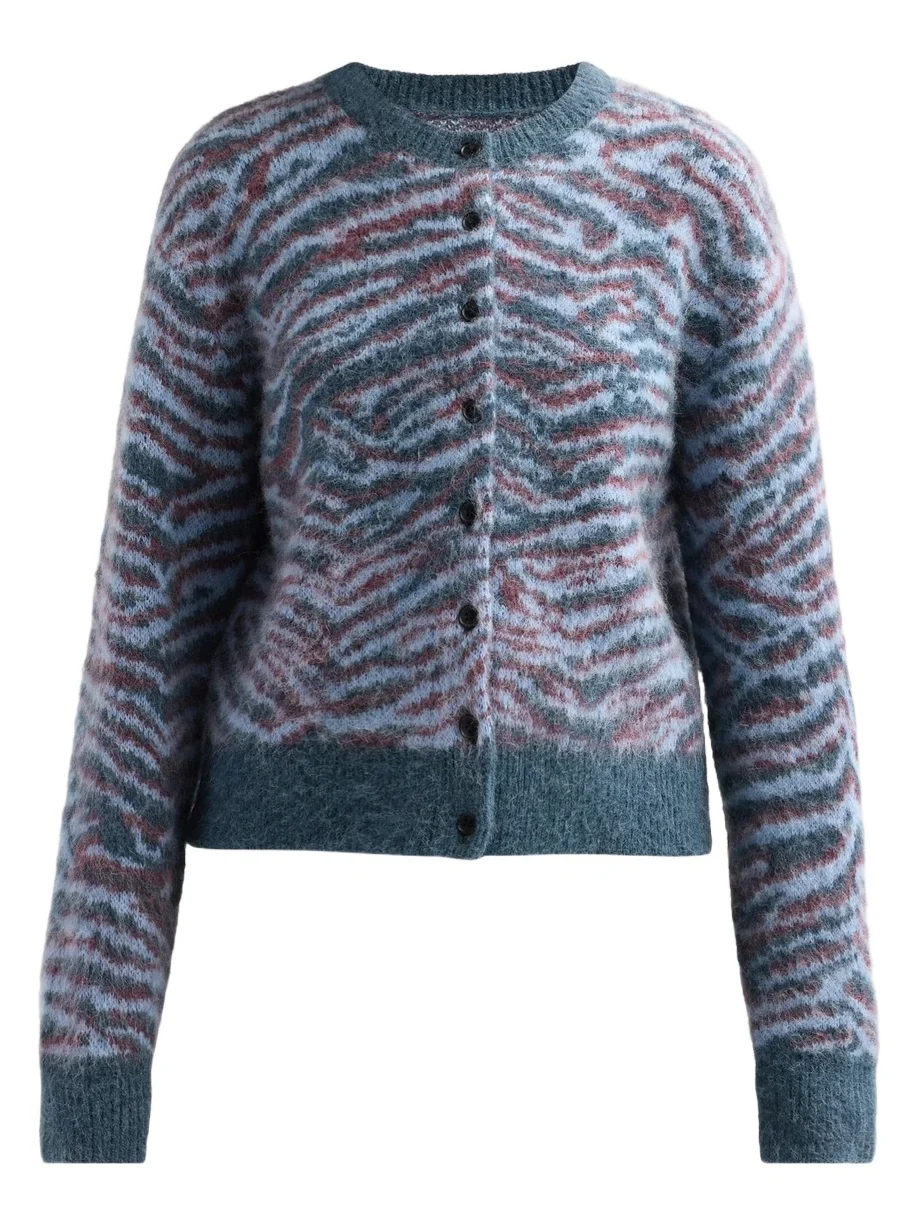 3.1 Phillip Lim Women's Tiger Wool-Blend Crewneck Cardigan