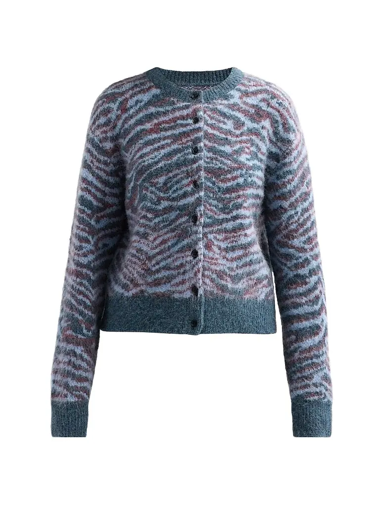 3.1 Phillip Lim Women's Tiger Wool-Blend Crewneck Cardigan