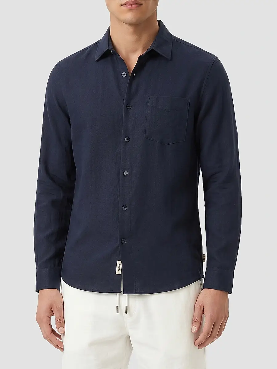 Onia Men's Stretch Linen-Blend Shirt | Thumbnail 2 Onia Men's Stretch Linen-Blend Shirt | Thumbnail 2
