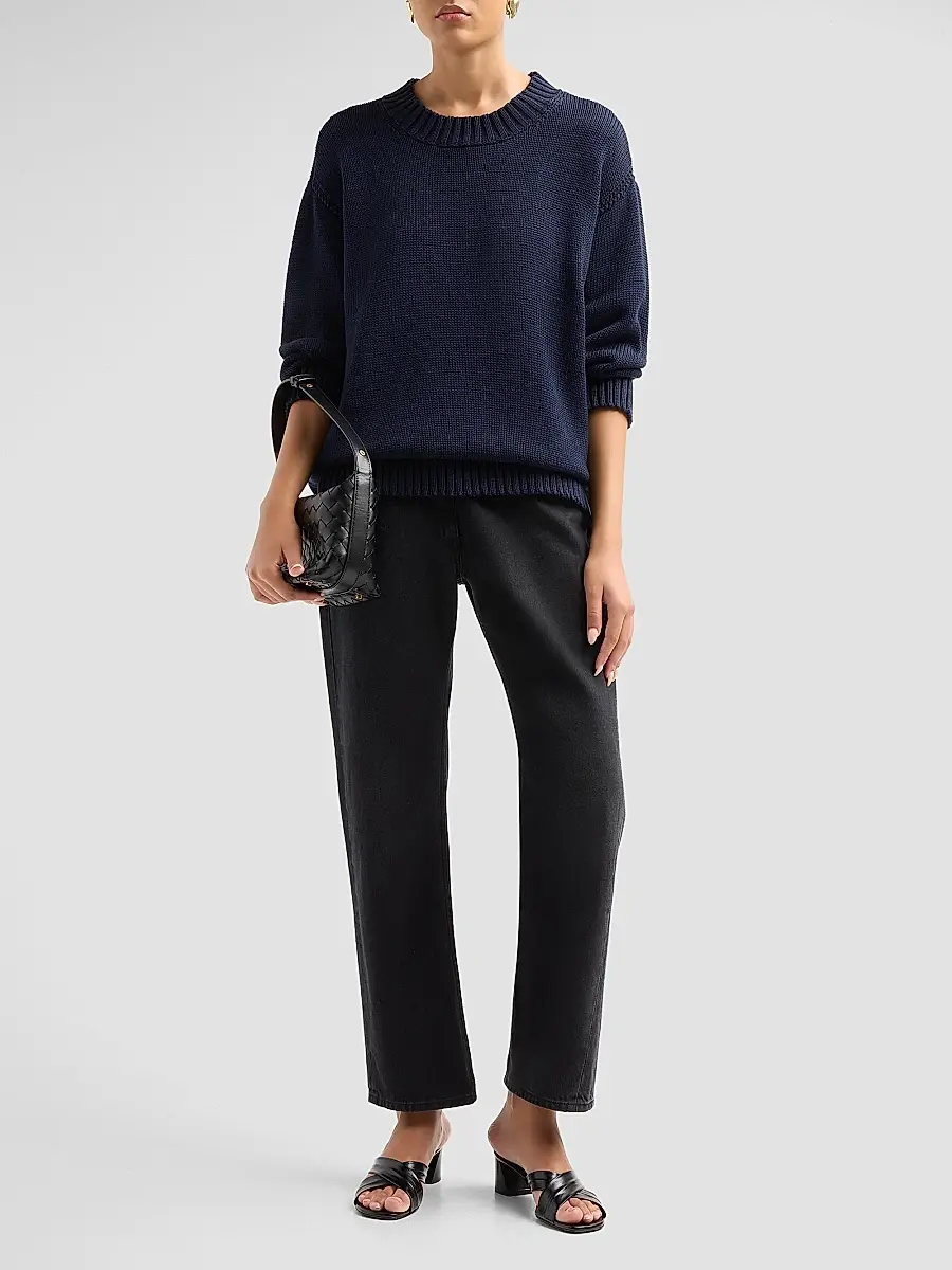 L'Agence Women's Loden Cotton Crewneck Sweater | Thumbnail 2 L'Agence Women's Loden Cotton Crewneck Sweater | Thumbnail 2