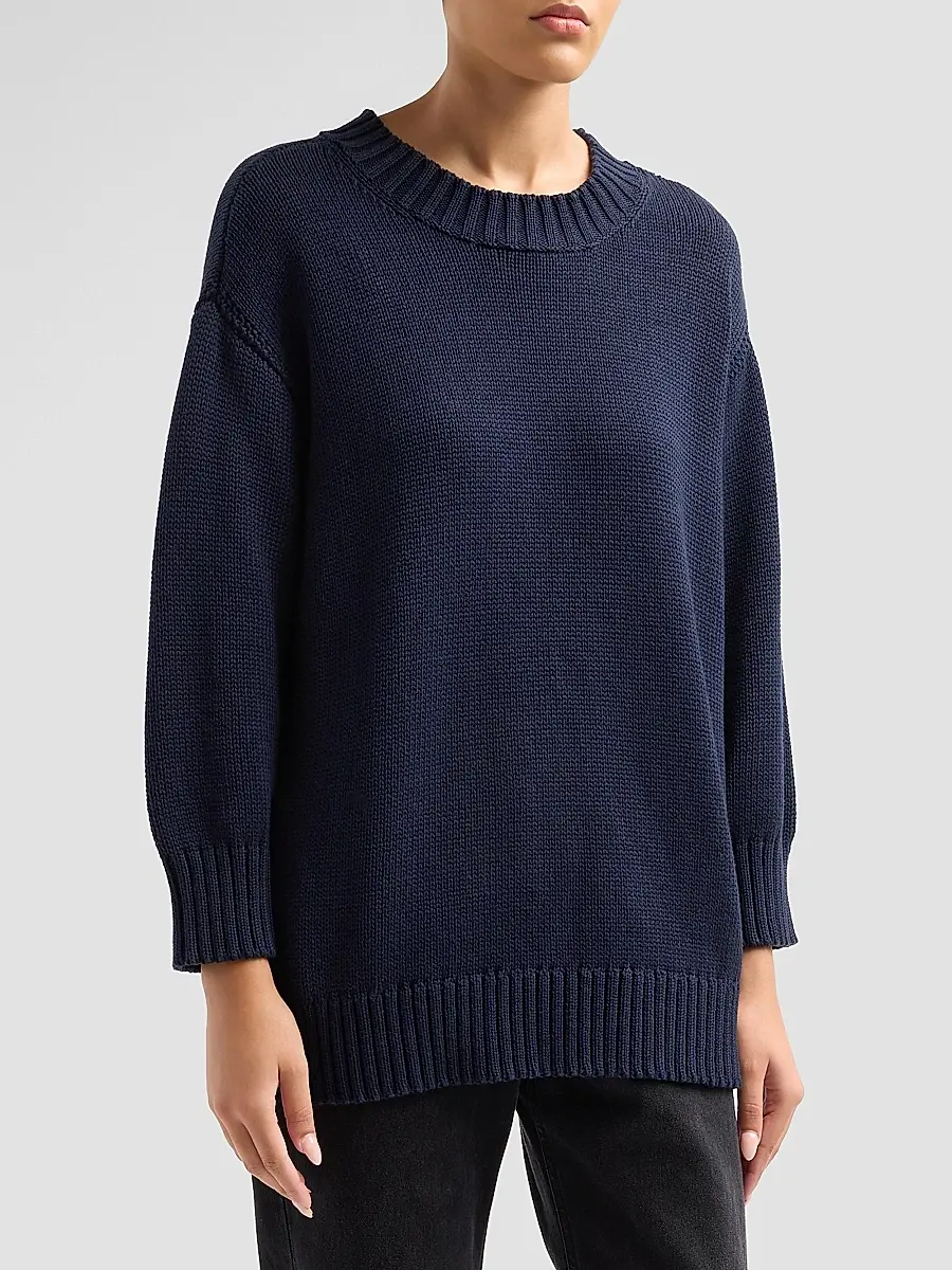 L'Agence Women's Loden Cotton Crewneck Sweater | Thumbnail 4 L'Agence Women's Loden Cotton Crewneck Sweater | Thumbnail 4