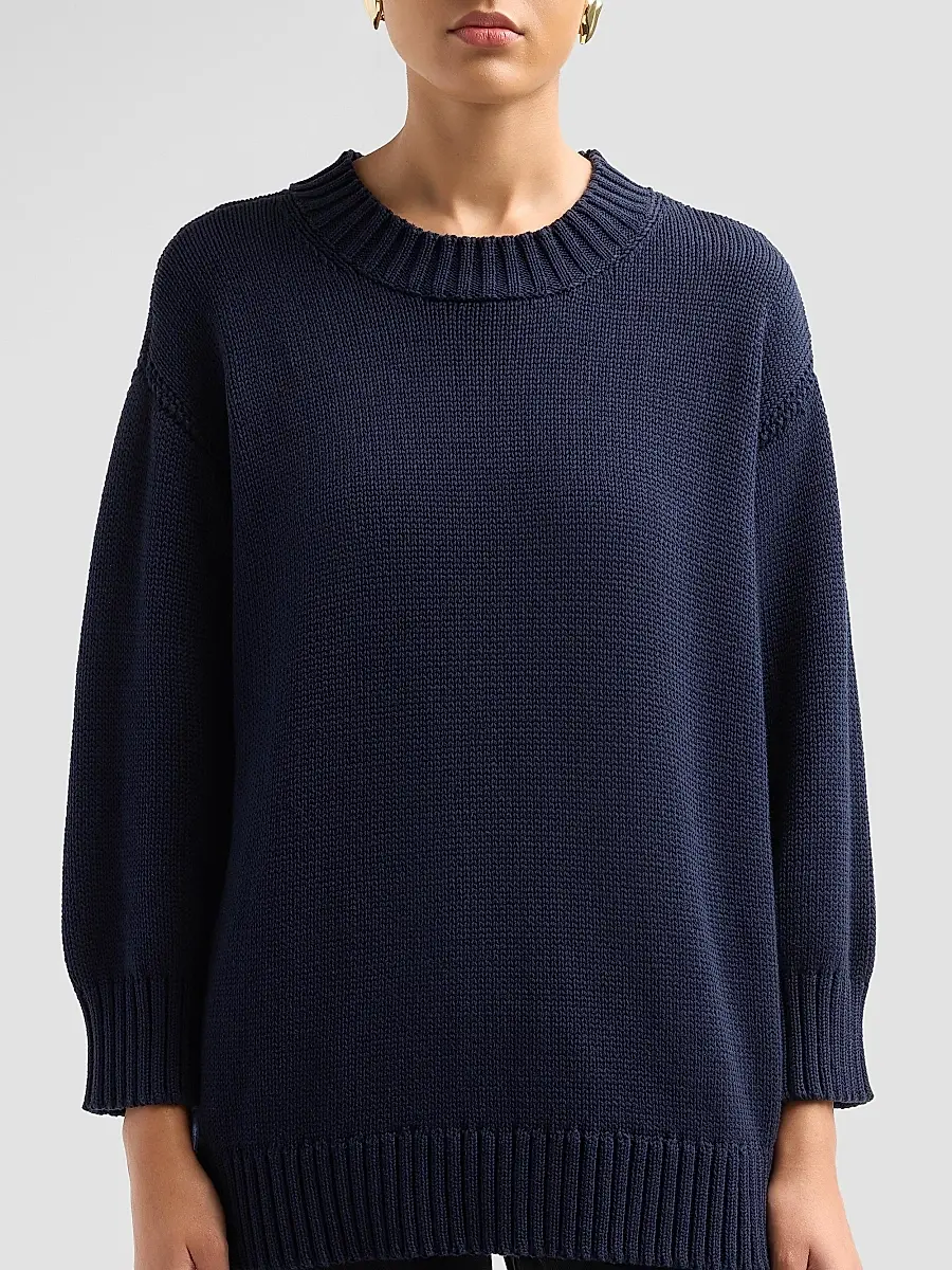 L'Agence Women's Loden Cotton Crewneck Sweater | Thumbnail 5 L'Agence Women's Loden Cotton Crewneck Sweater | Thumbnail 5