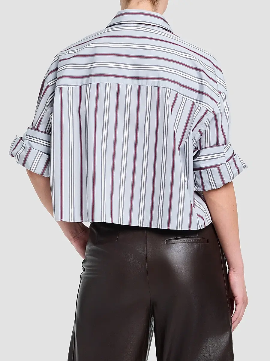 TWP Women's Next Ex Striped Cotton Crop Shirt | Thumbnail 3 TWP Women's Next Ex Striped Cotton Crop Shirt | Thumbnail 3