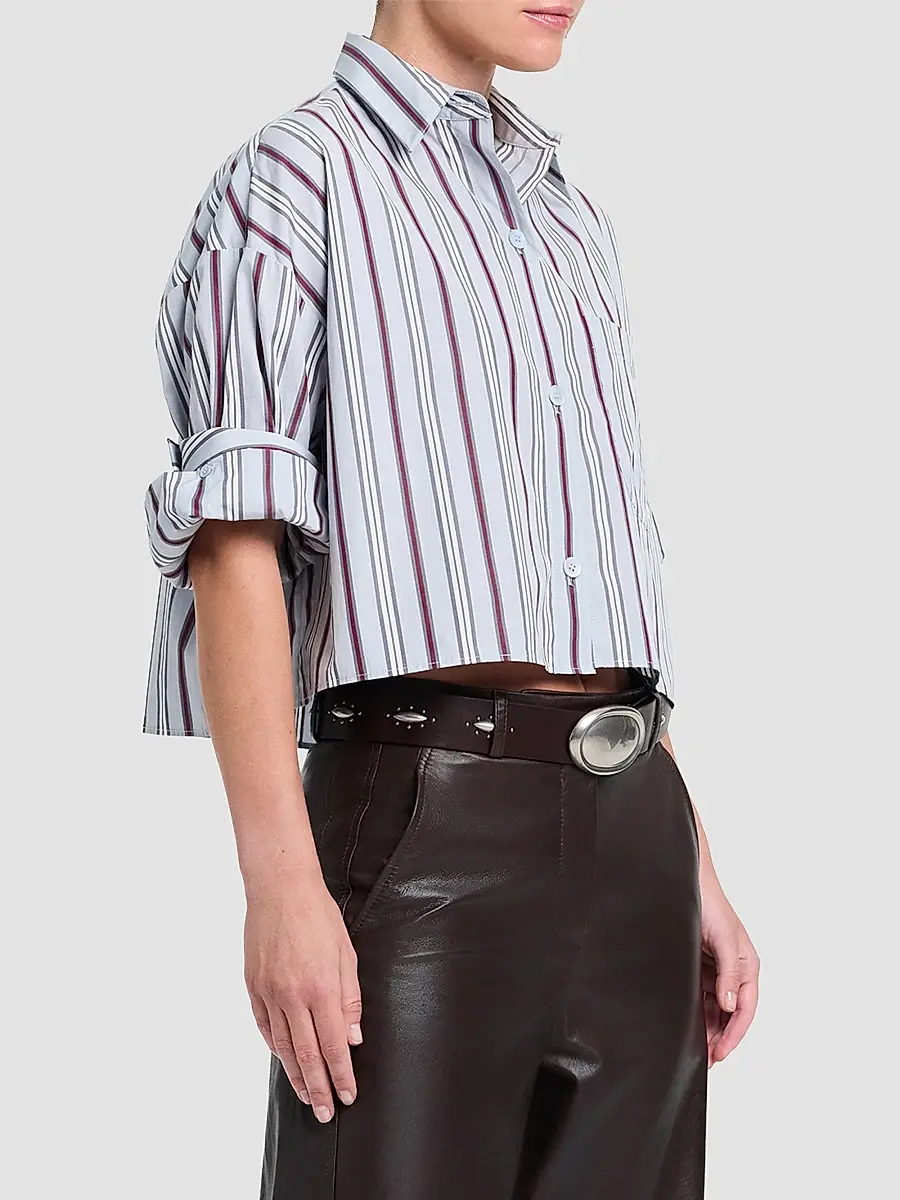 TWP Women's Next Ex Striped Cotton Crop Shirt | Thumbnail 4 TWP Women's Next Ex Striped Cotton Crop Shirt | Thumbnail 4