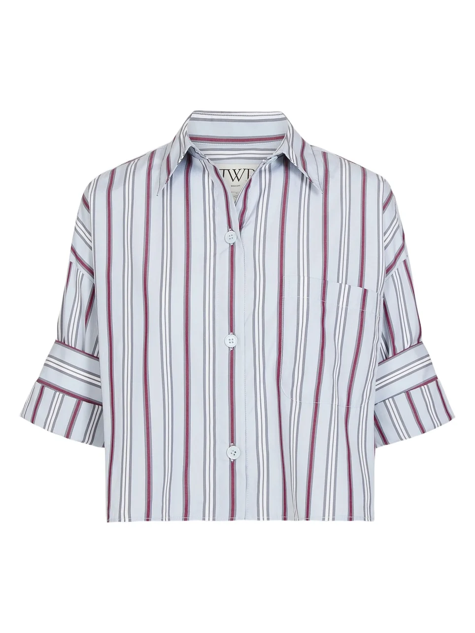 TWP Women's Next Ex Striped Cotton Crop Shirt