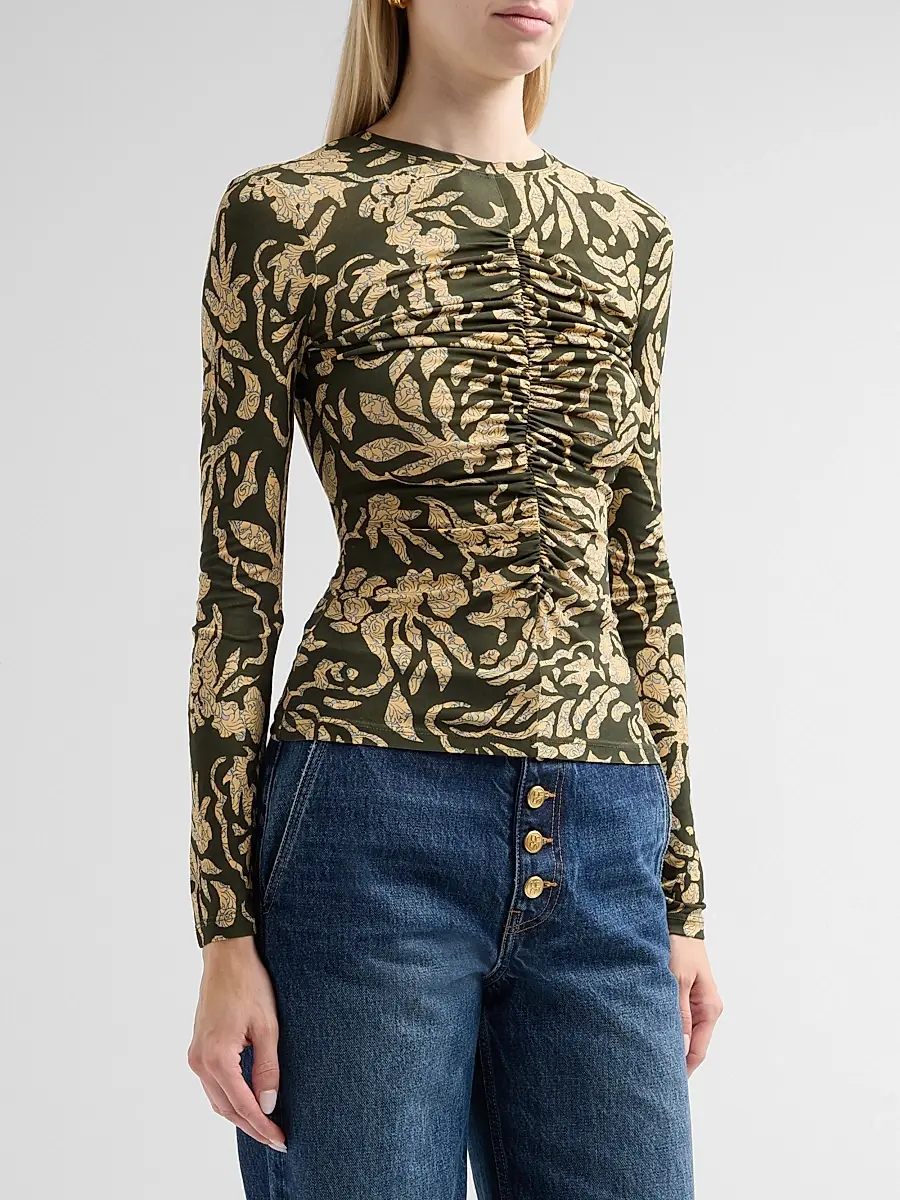 Ulla Johnson Women's Asha Floral Jersey Top | Thumbnail 4