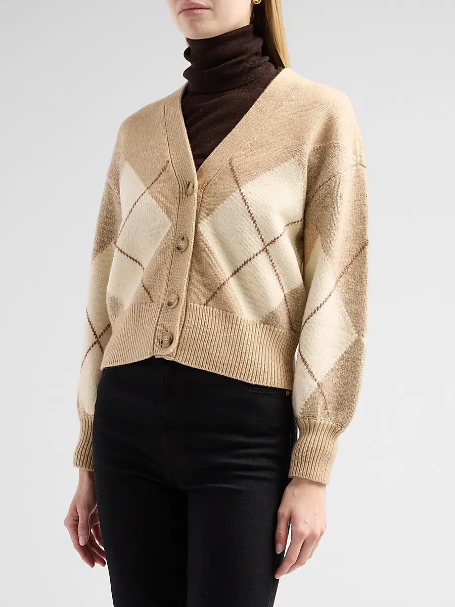 dh New York Women's Casette Argyle V-Neck Cardigan | Thumbnail 4 dh New York Women's Casette Argyle V-Neck Cardigan | Thumbnail 4
