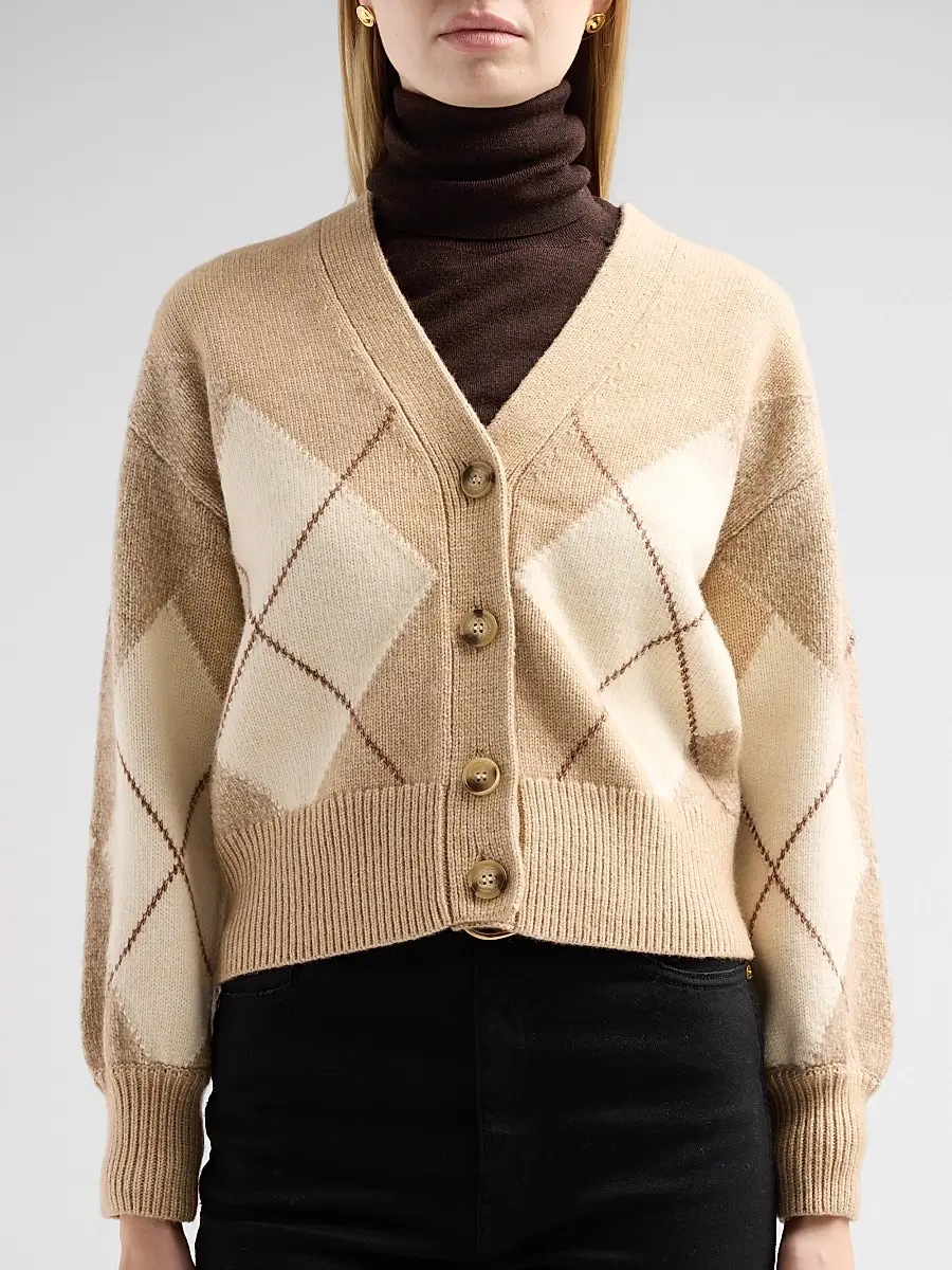 dh New York Women's Casette Argyle V-Neck Cardigan | Thumbnail 5 dh New York Women's Casette Argyle V-Neck Cardigan | Thumbnail 5