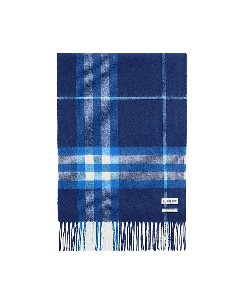 Burberry Men's Check Cashmere Scarf - Torrent Blue | Image 1 Burberry Men's Check Cashmere Scarf - Torrent Blue | Image 1