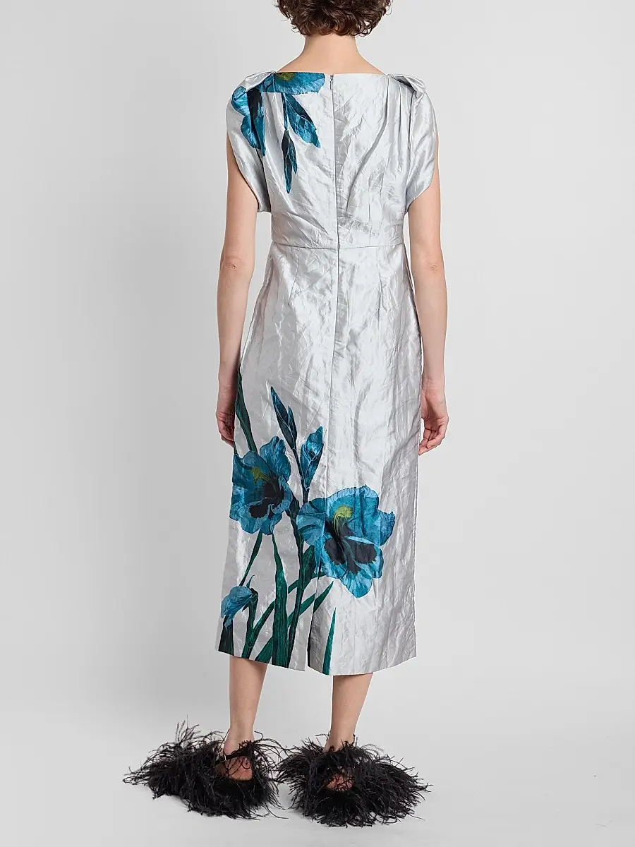 Erdem Women's Floral Satin Midi Dress | Thumbnail 3 Erdem Women's Floral Satin Midi Dress | Thumbnail 3