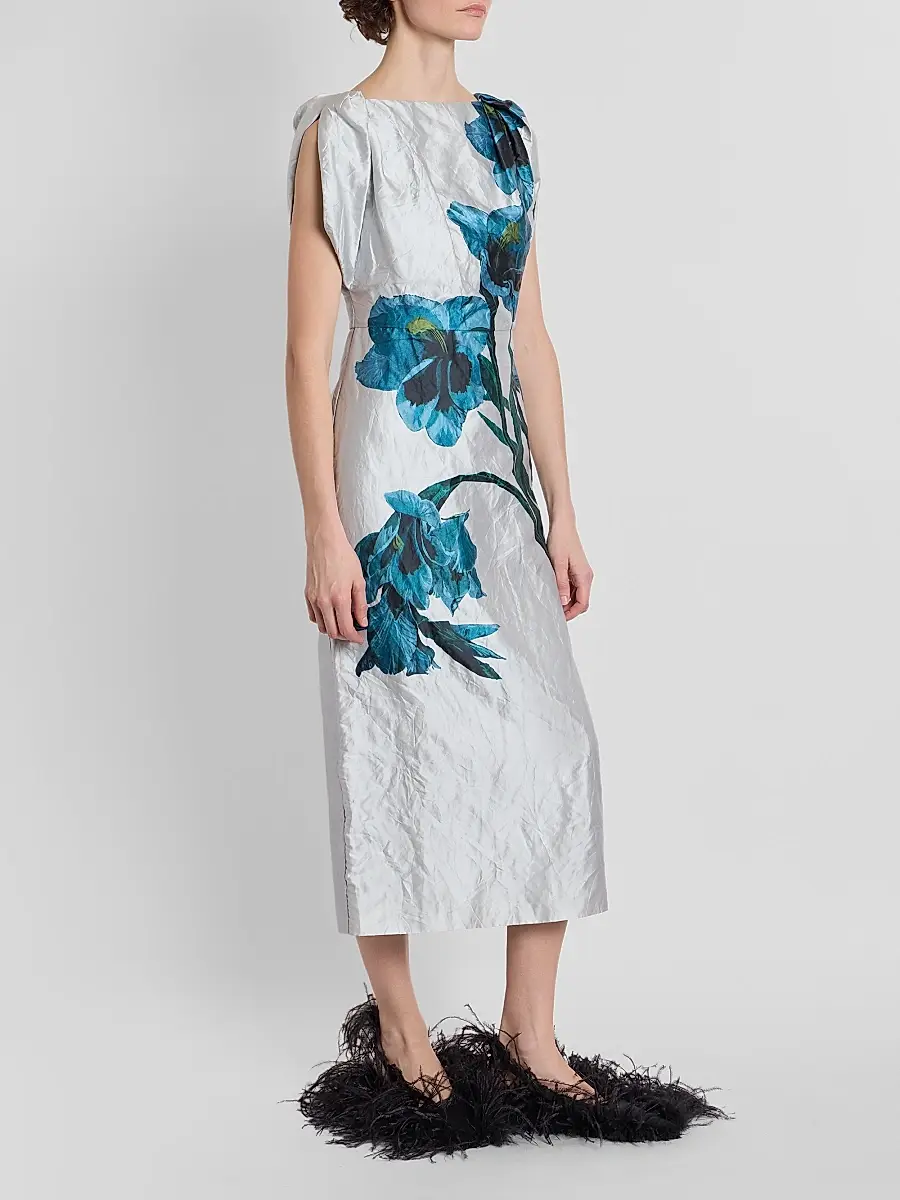 Erdem Women's Floral Satin Midi Dress | Thumbnail 4 Erdem Women's Floral Satin Midi Dress | Thumbnail 4