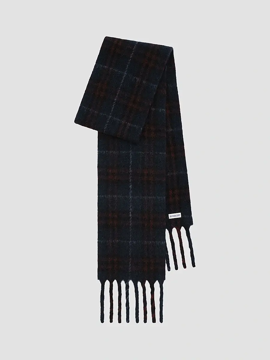 Burberry Men's Narrow Check Alpaca-Wool-Blend Scarf | Thumbnail 2 Burberry Men's Narrow Check Alpaca-Wool-Blend Scarf | Thumbnail 2