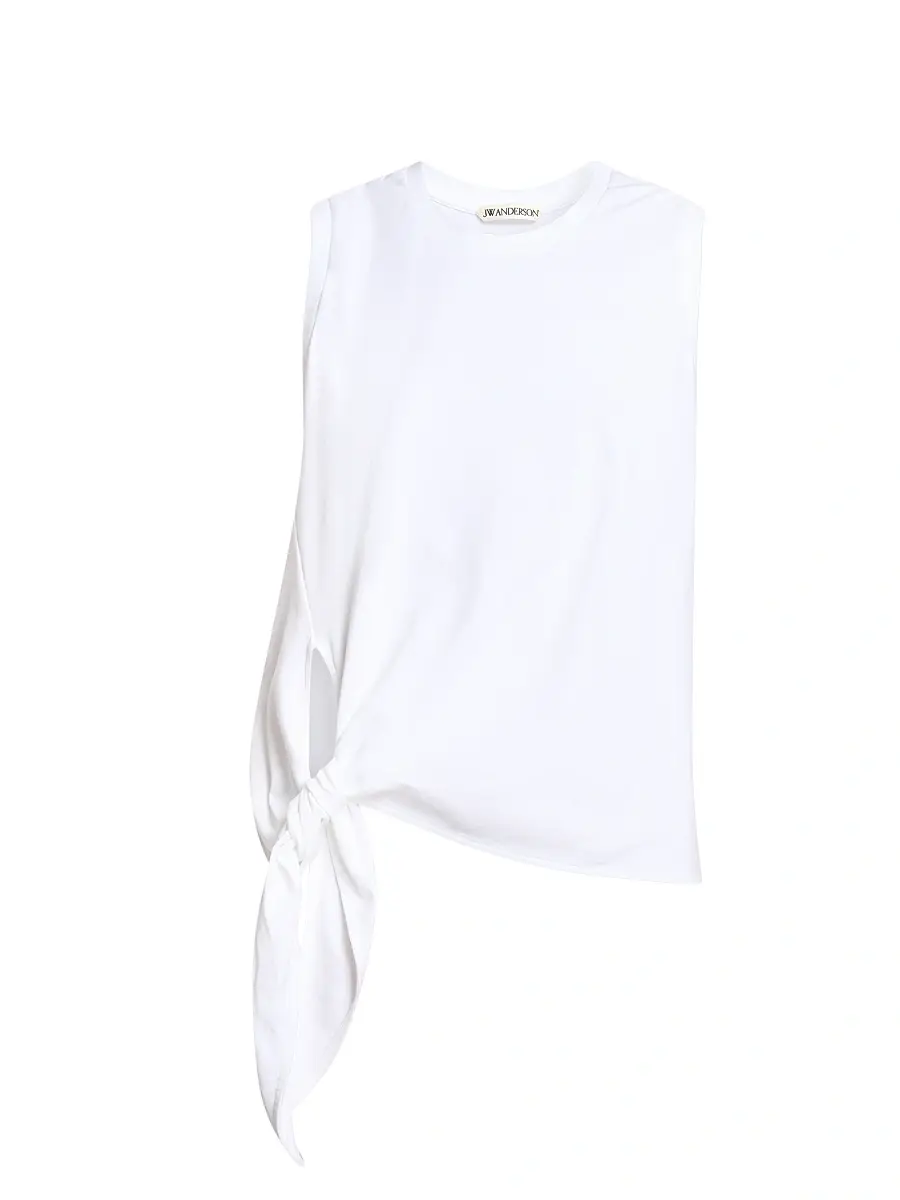 JW Anderson Women's Knotted-Hem Cotton Tank - White | Image 1 JW Anderson Women's Knotted-Hem Cotton Tank - White | Image 1