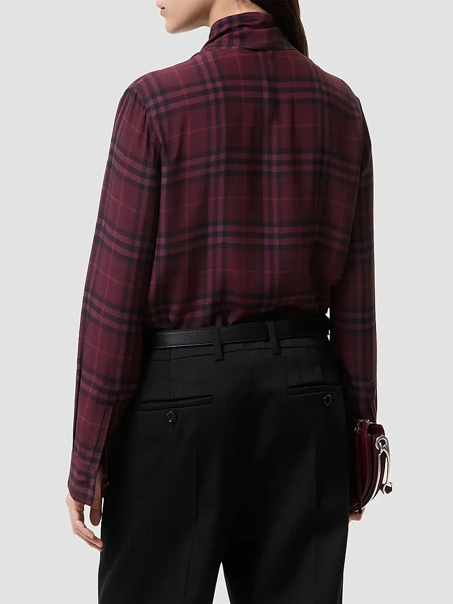 Burberry Women's Rhiannon Checked Silk Blouse | Thumbnail 3 Burberry Women's Rhiannon Checked Silk Blouse | Thumbnail 3