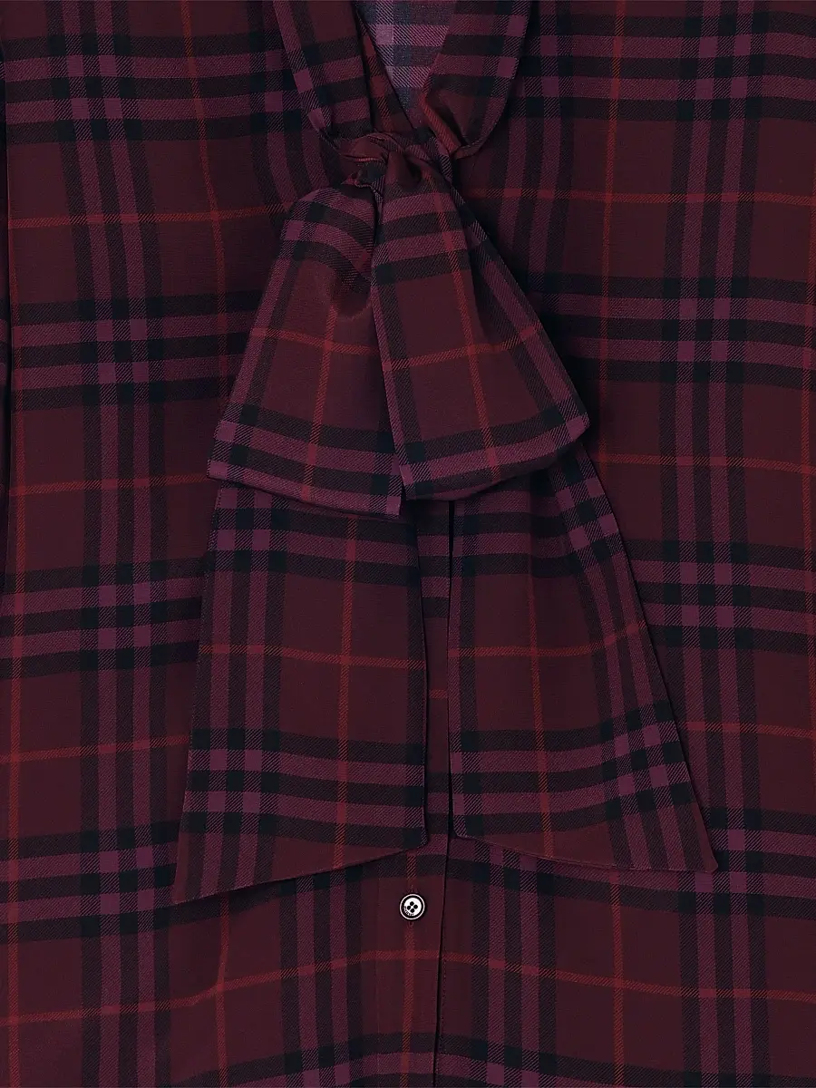 Burberry Women's Rhiannon Checked Silk Blouse | Thumbnail 4 Burberry Women's Rhiannon Checked Silk Blouse | Thumbnail 4