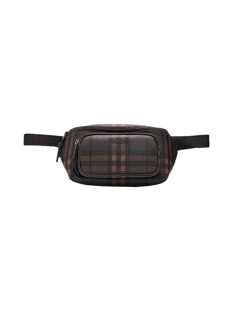 Burberry Men's City Check Belt Bag - Dark Brown | Image 1 Burberry Men's City Check Belt Bag - Dark Brown | Image 1