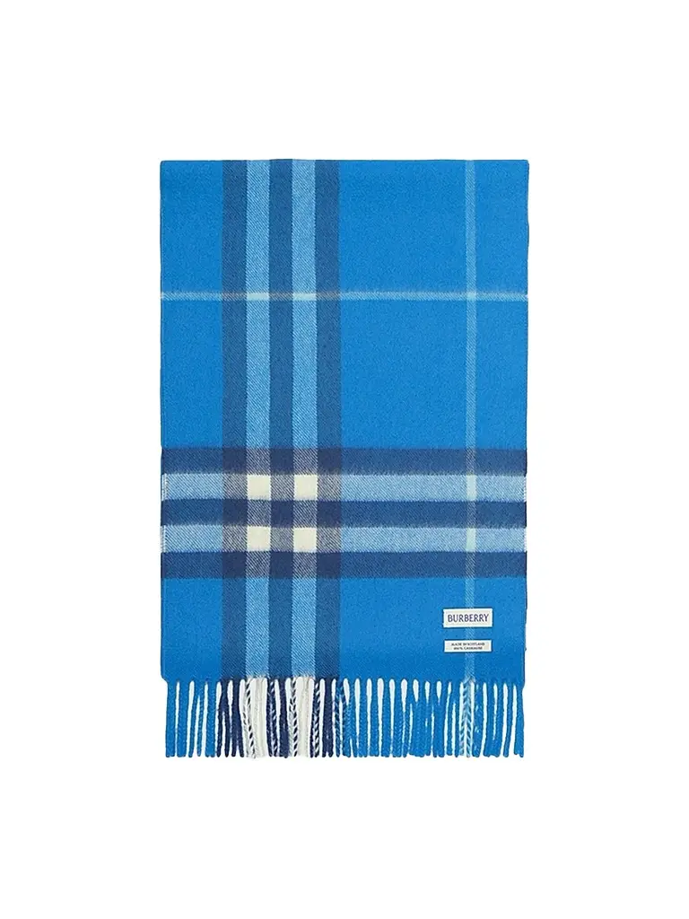 Burberry Men's Check Cashmere Scarf - Lido Blue | Image 1 Burberry Men's Check Cashmere Scarf - Lido Blue | Image 1