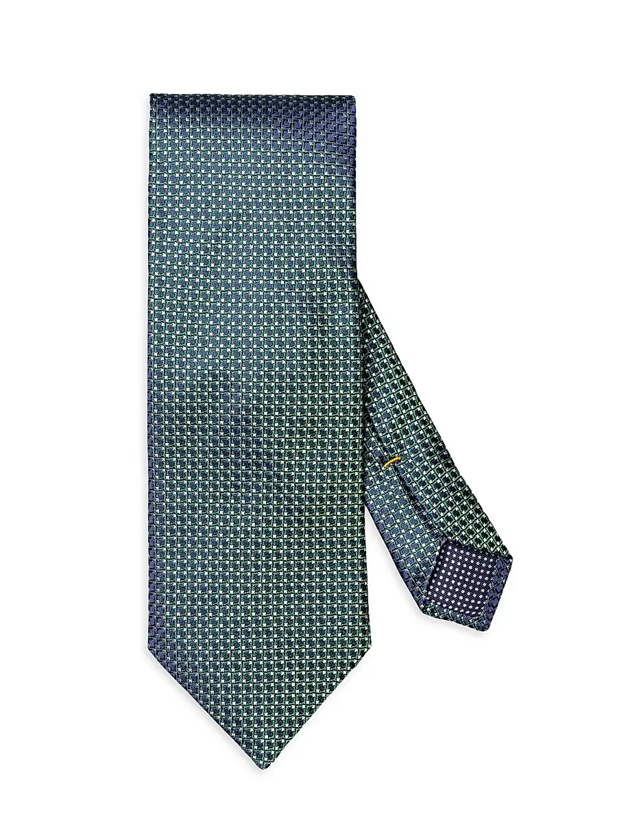 Eton Men's Micro Circle Silk Tie - Dark Green | Image 1 Eton Men's Micro Circle Silk Tie - Dark Green | Image 1