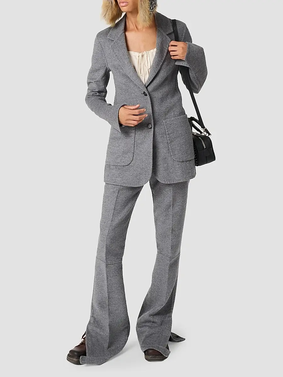 Miu Miu Women's Single-Breasted Double Wool Jacket | Thumbnail 2 Miu Miu Women's Single-Breasted Double Wool Jacket | Thumbnail 2