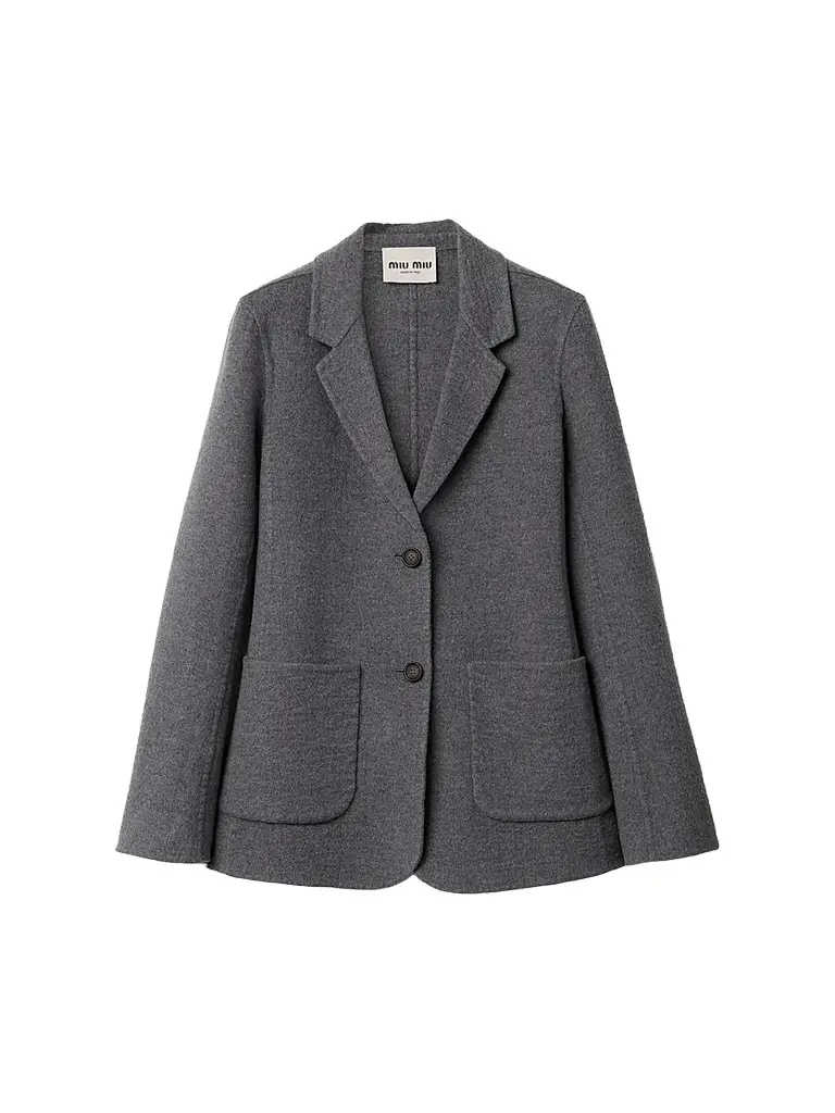 Miu Miu Women's Single-Breasted Double Wool Jacket - Grey | Image 1 Miu Miu Women's Single-Breasted Double Wool Jacket - Grey | Image 1
