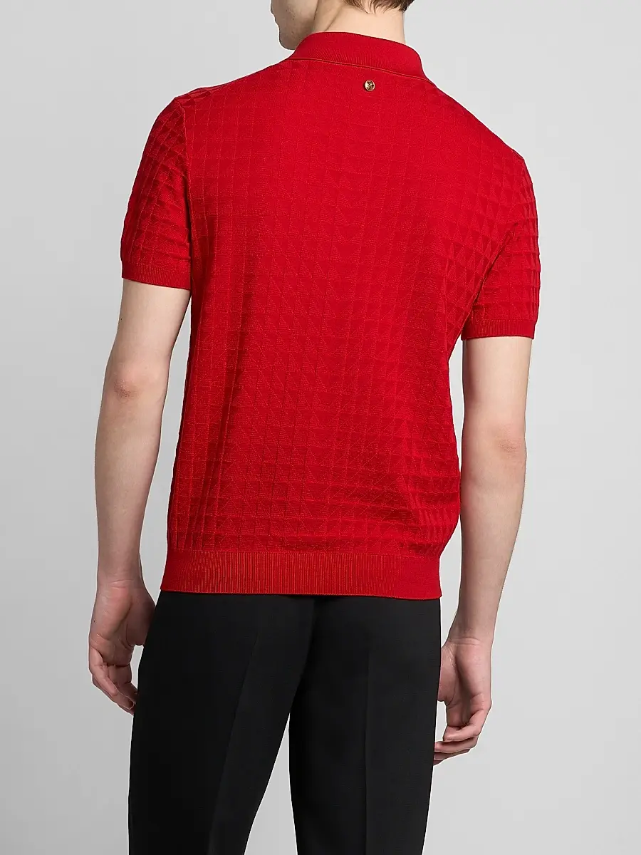 Versace Men's Textured Wool Knit Polo Sweater | Thumbnail 3 Versace Men's Textured Wool Knit Polo Sweater | Thumbnail 3