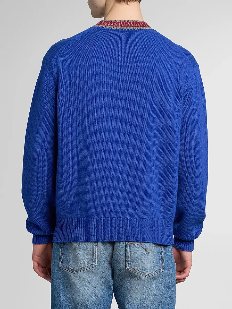 Versace Men's Greca Wool-Cashmere Crewneck Sweater | Thumbnail 3