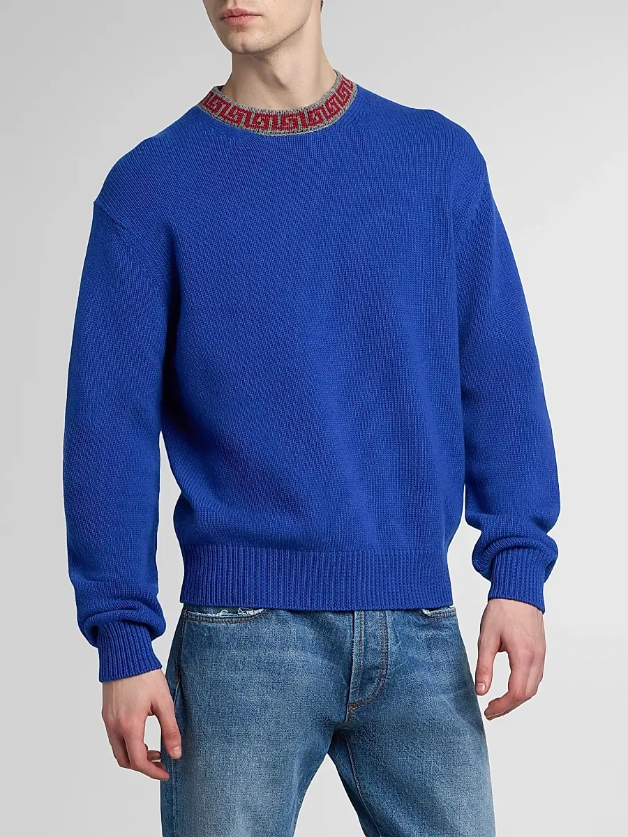 Versace Men's Greca Wool-Cashmere Crewneck Sweater | Thumbnail 4