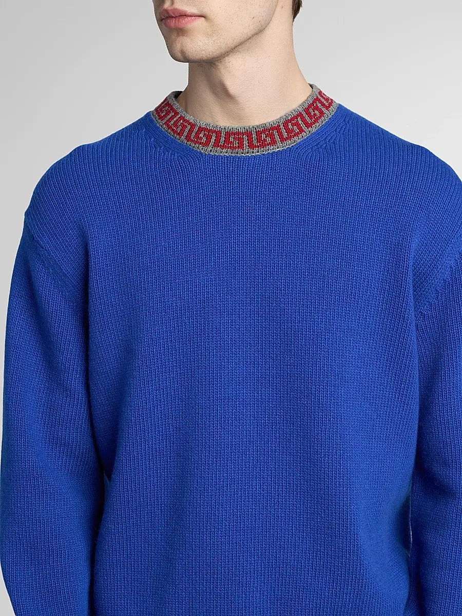 Versace Men's Greca Wool-Cashmere Crewneck Sweater | Thumbnail 5