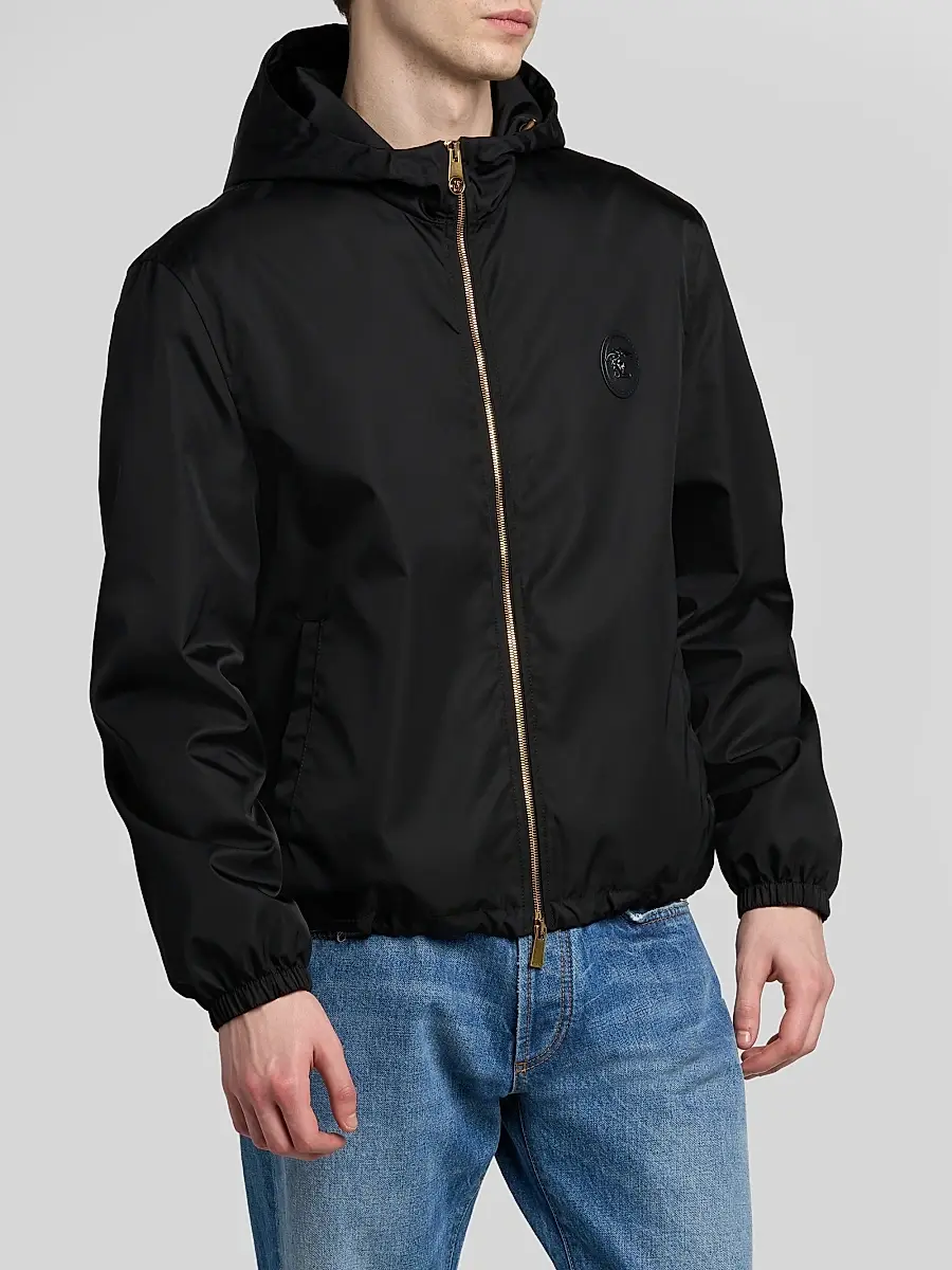 Versace Men's Nylon Twill Hooded Jacket | Thumbnail 4 Versace Men's Nylon Twill Hooded Jacket | Thumbnail 4