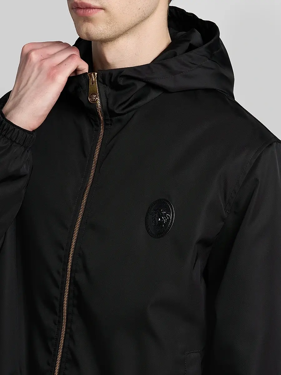Versace Men's Nylon Twill Hooded Jacket | Thumbnail 5 Versace Men's Nylon Twill Hooded Jacket | Thumbnail 5
