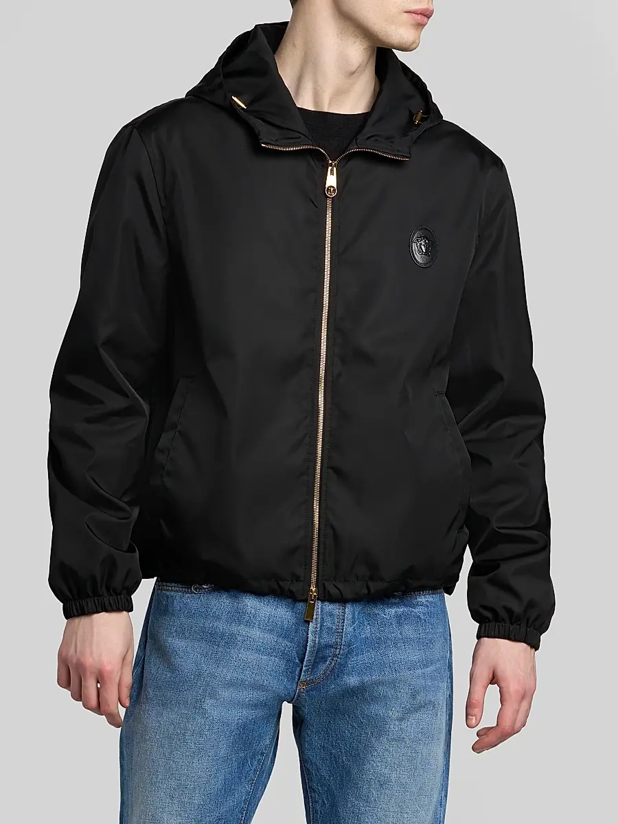 Versace Men's Nylon Twill Hooded Jacket | Thumbnail 6 Versace Men's Nylon Twill Hooded Jacket | Thumbnail 6