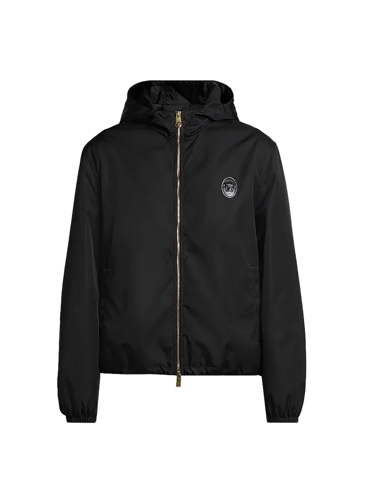 Versace Men's Nylon Twill Hooded Jacket - Black | Image 1 Versace Men's Nylon Twill Hooded Jacket - Black | Image 1