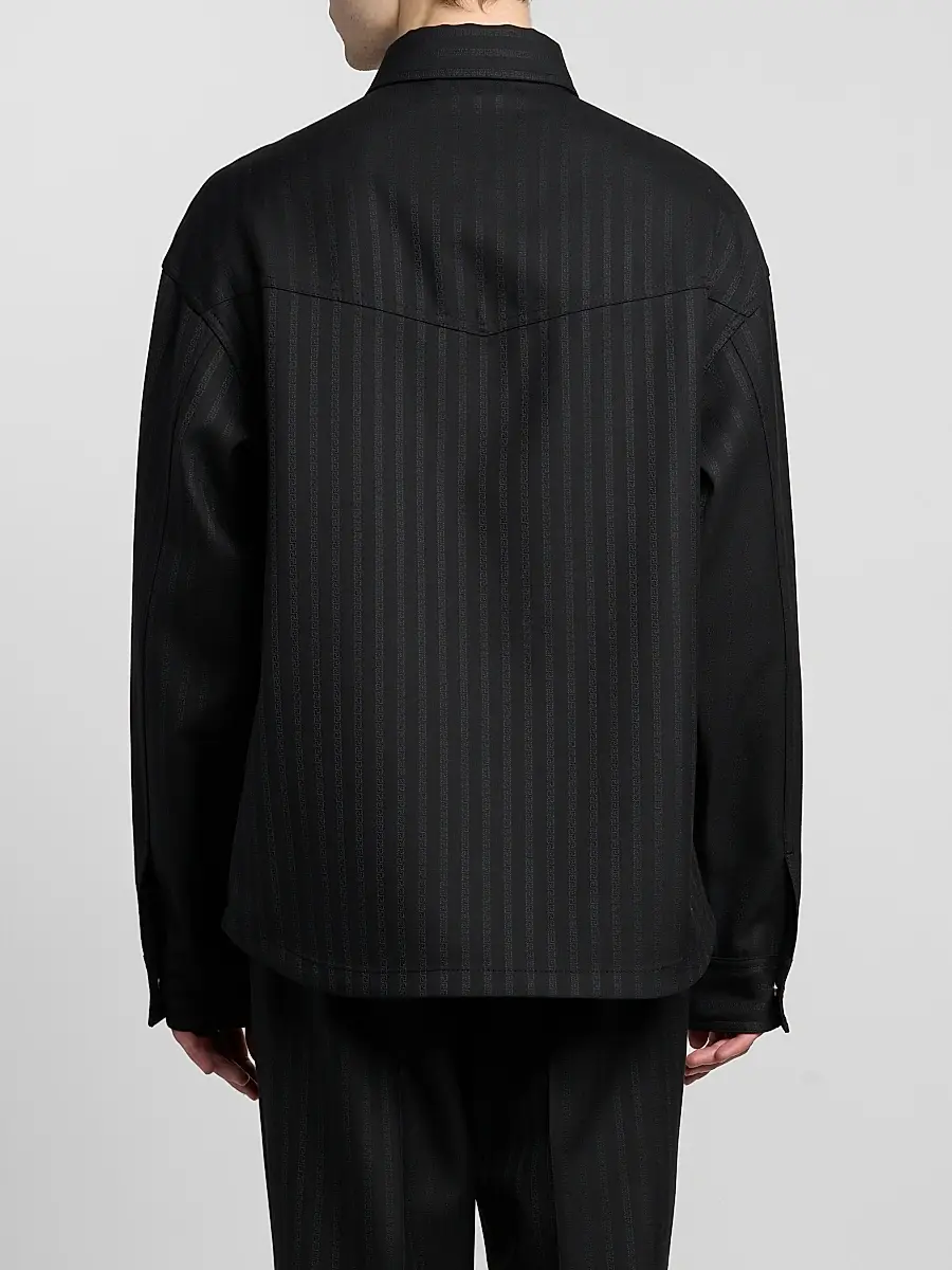 Versace Men's Greca Jacquard Wool Shirt | Thumbnail 3