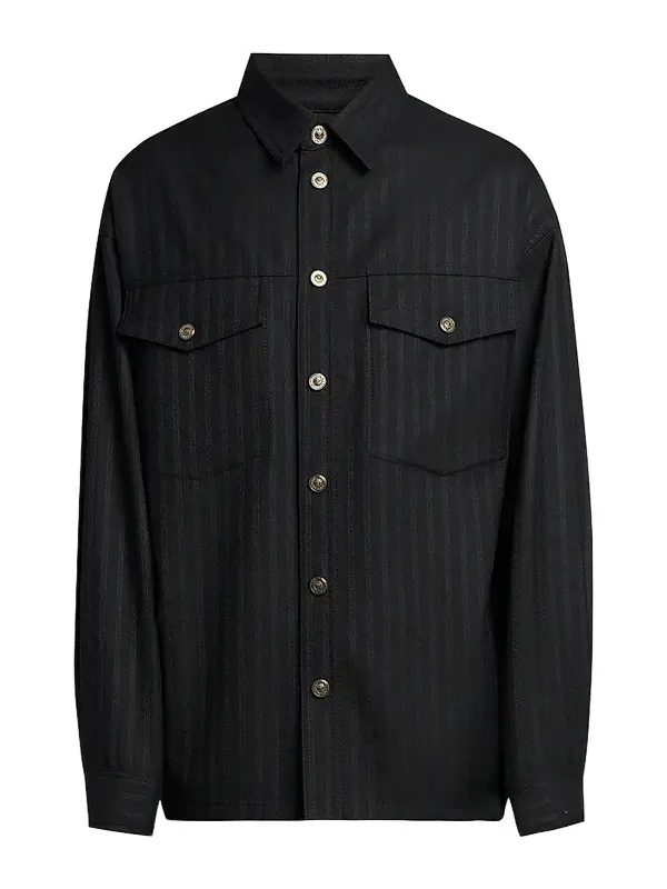 Men's Greca Jacquard Wool Shirt