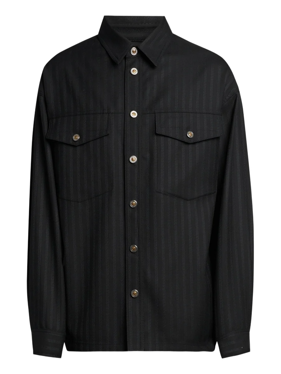 Men's Greca Jacquard Wool Shirt