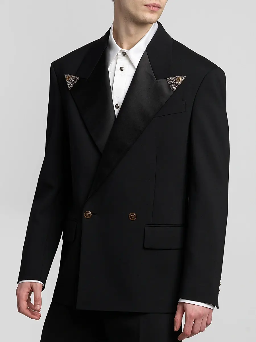 Versace Men's Embellished Stretch Wool Evening Jacket | Thumbnail 4 Versace Men's Embellished Stretch Wool Evening Jacket | Thumbnail 4