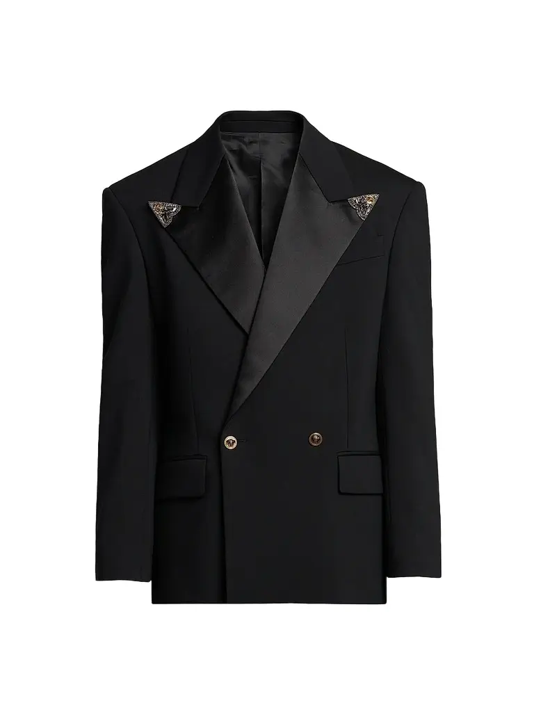 Versace Men's Embellished Stretch Wool Evening Jacket - Black | Image 1 Versace Men's Embellished Stretch Wool Evening Jacket - Black | Image 1