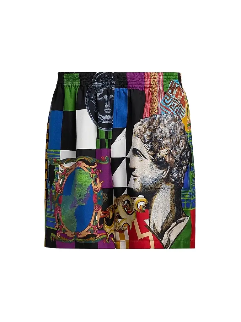 Versace Men's Medusa Collage Silk Twill Shorts | Image 1 Versace Men's Medusa Collage Silk Twill Shorts | Image 1