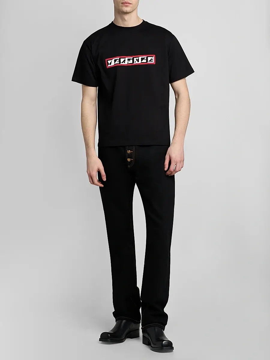 Versace Men's Logo Cotton Crewneck T-Shirt | Thumbnail 2 Versace Men's Logo Cotton Crewneck T-Shirt | Thumbnail 2
