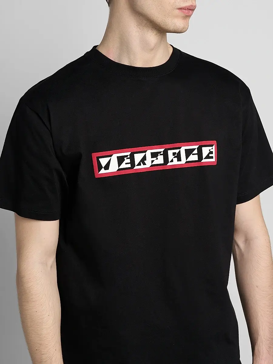 Versace Men's Logo Cotton Crewneck T-Shirt | Thumbnail 5 Versace Men's Logo Cotton Crewneck T-Shirt | Thumbnail 5
